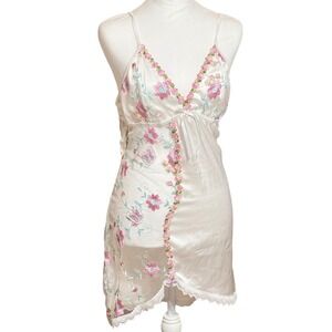 Vintage Y2K Floral Embroidered Sheer Lace Coquette Fairycore Nightgown Lingerie